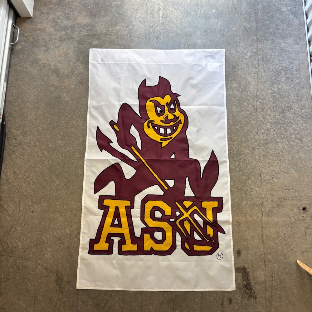 Vintage ASU Arizona State University Sparky Vertical Flag Collegiate 28.5x48